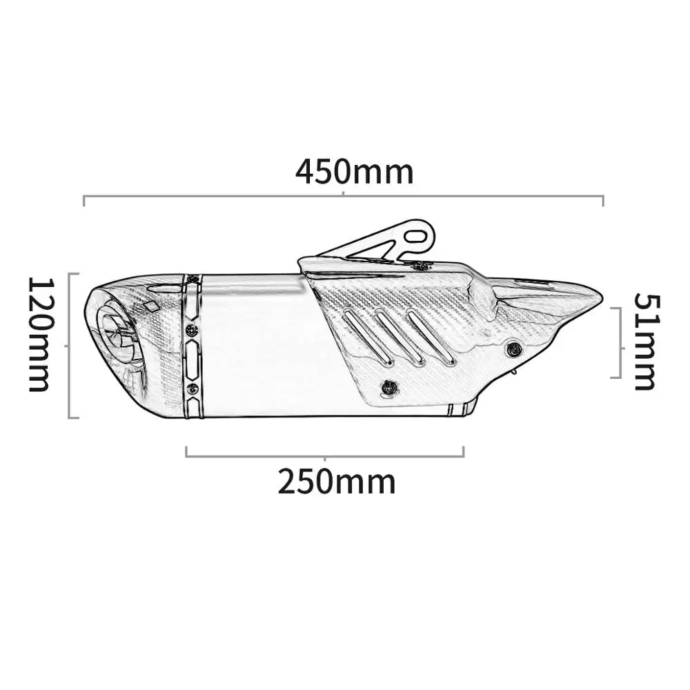 

Motorcycle Exhaust Muffler Silencer Exhaust 51mm Universal Exhaust Pipe Baffle Tip Tail Pipe