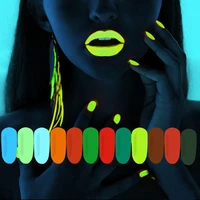 12 colors neon fluorescent nail powder glitter super bright glow in the dark glowing phosphorescent pigment nail art accessories