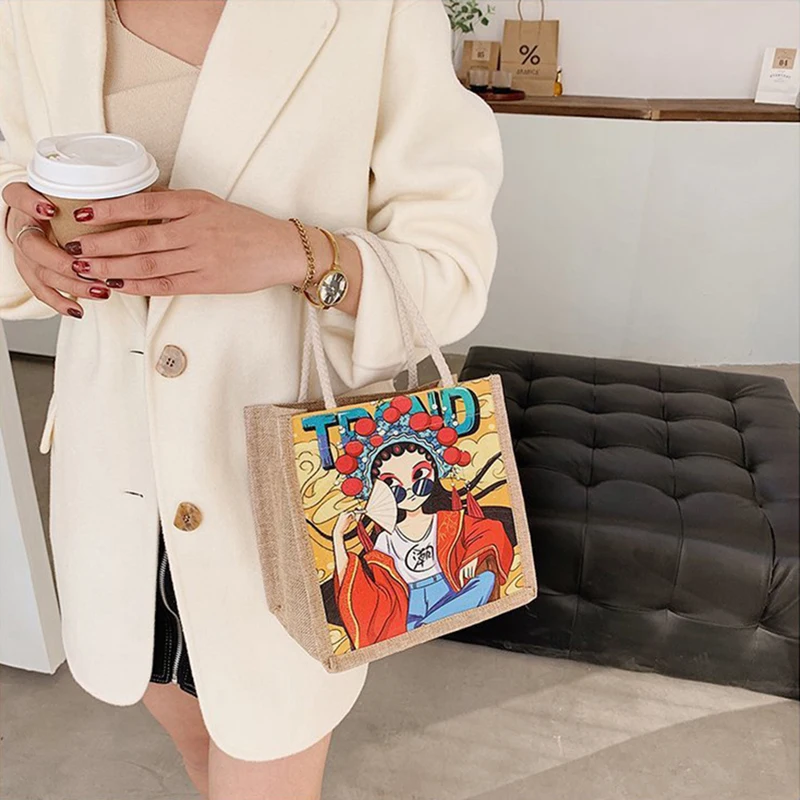 

Casual Women Handbags Fashionable Peking Opera Printed Ladies Messenger Bag Clutch Retro Cartoon Purse