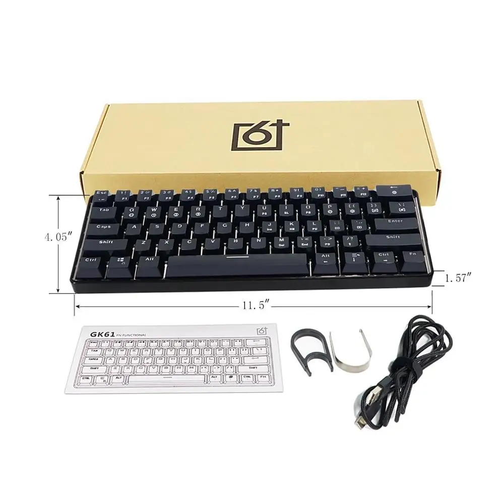 

Игровая механическая клавиатура GK61, USB проводная механическая клавиатура со светодиодной подсветкой для настольных игр, 61 светодиодный ша