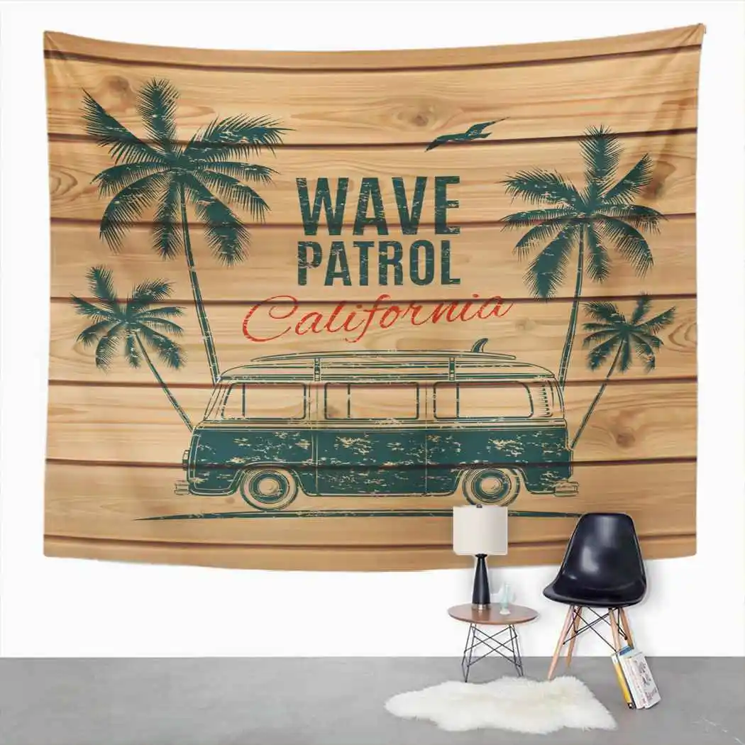 

Simple Tapestry Retro Surf Palms Tapestry For Bedroom Room Decor Wall Hanging Wall Art Tapestry Picnic Mat Beach Towel Bed Cover
