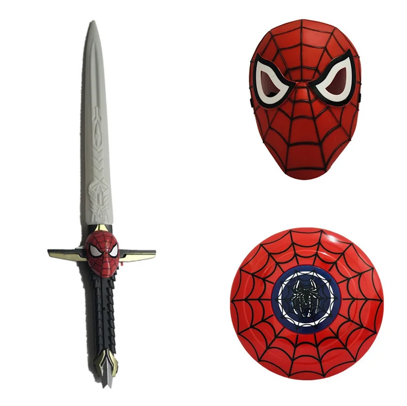 3pcs LED Spiderman Voice Flash Shield Sword for Captain America Costume Keep A Hero Safe As Kids Gift with Iron Man Light Mask | Дом и сад