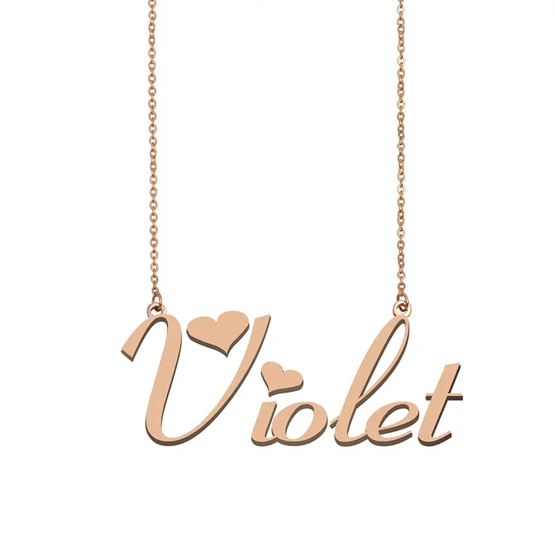 Violet Custom Name Necklace Personalized Gold for Women Girls Best Friends Birthday Wedding Christmas Mother Cheap Gift