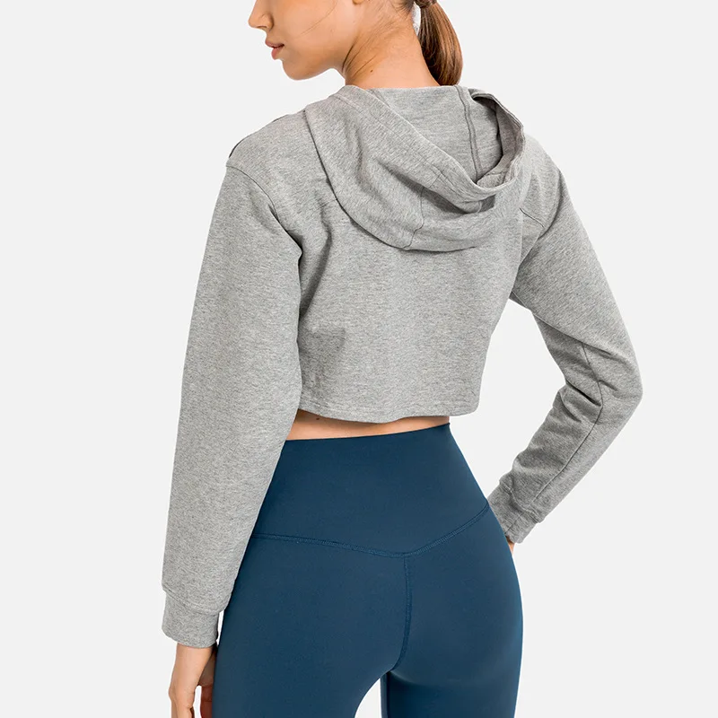 Women's Tracksuit Sweatshirt Hoodies Crop Top Breathable Quick Dry Yoga Fitness Sport Shirts Lulu Long Sleeve Cropped Blouses