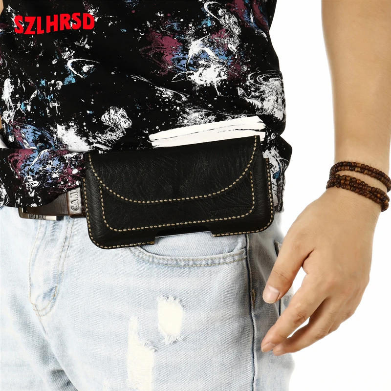 

Insert card Belt Waist Bag business Genuine Leather Case for BlackBerry KEY2 LE Evolve X Aurora Motion KEYone DTEK50 DTEK60 Priv