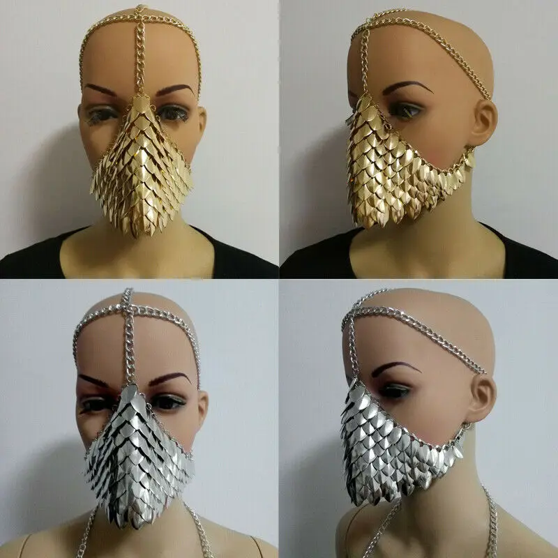 

sexy Chain Mask Unique Metal Head Chain Mask Face Jewelry for Halloween Cospaly Party Fancy Dress Ball Gift women metal masks