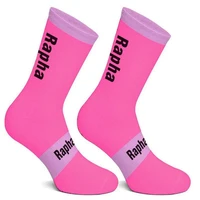 2021 new rapha 4 color stripe cycling socks men and women wearproof road bike compression socks pink