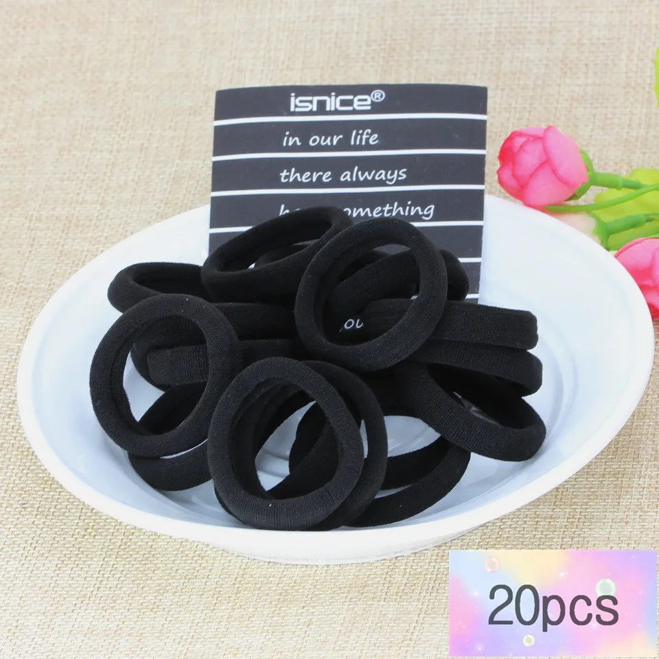 Black 20pcs Женские украшения, головной убор, резинки для волос, резинки для волос для девушек, аксессуары для волос для женщин, резинки для волос, резинки - Цвет: Black 20pcs