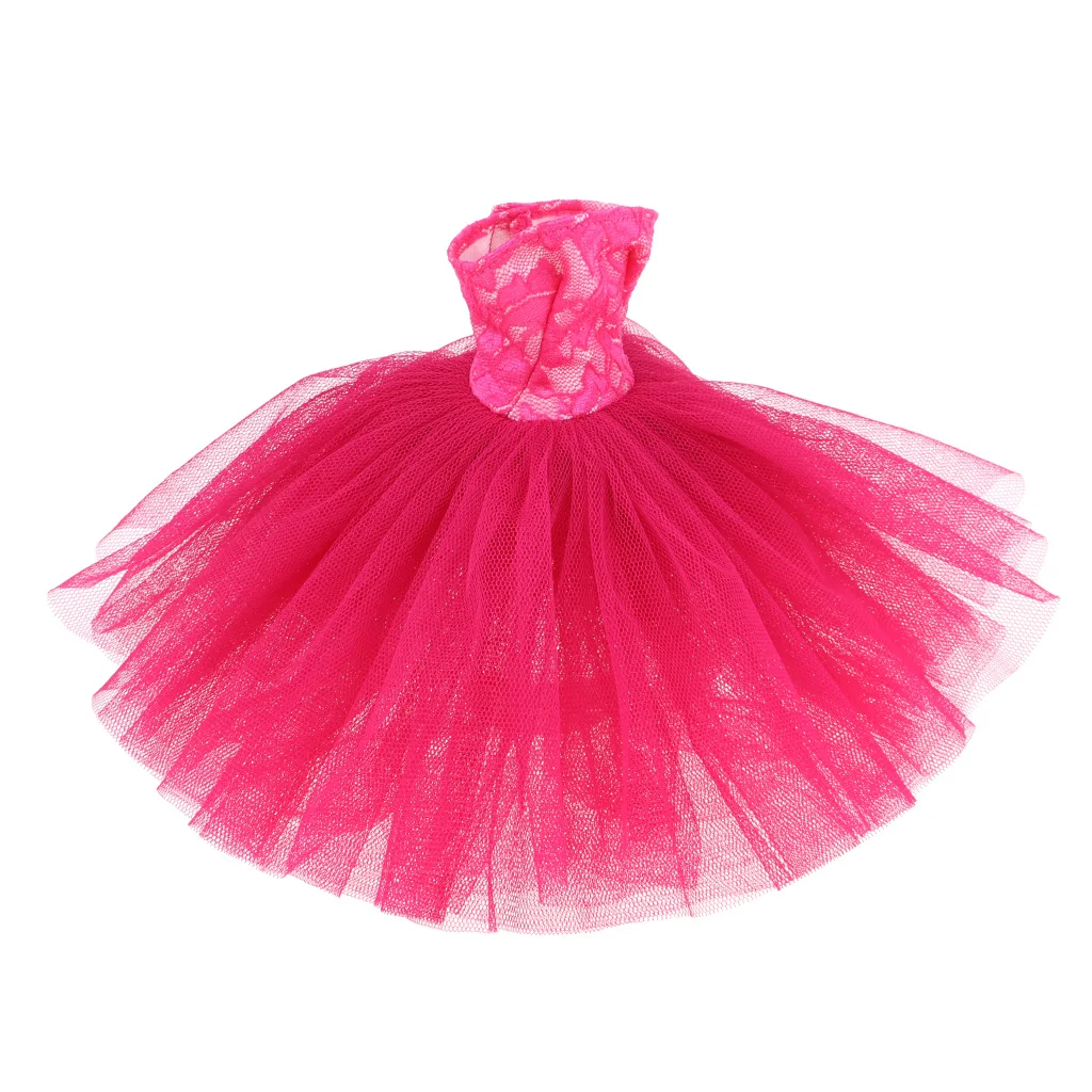 

Rose Red Wedding Dress Doll Party Dress Skirt for 1:4 Doll Accessories