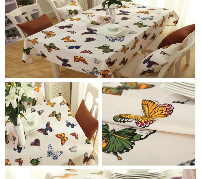 Прямоугольная скатерть в пасторальном стиле плотная холщовая из хлопка и