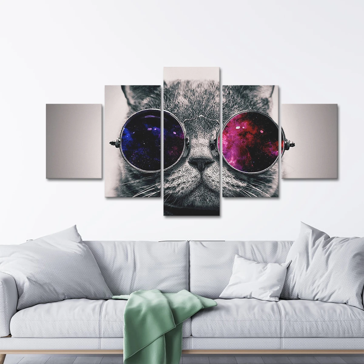 

Cute Animal Cat Canvas Posters Cat With Glasses Canvas Painting Modern Wall Art Print Pictures Living Room bedroom Decoration