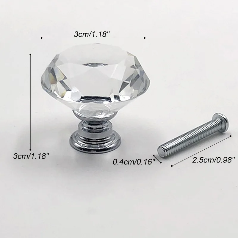 30 мм Алмазная прозрачная стеклянная дверь выдвижной ящик для шкафа мебельный