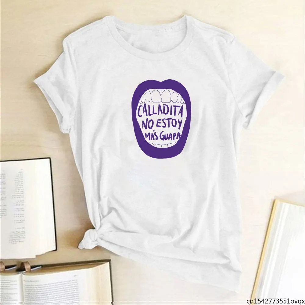 

Calladita No Estoy Mas Gvapa Letter Printed Women Funny T-shirt Short Sleeve Summer Looes Tees Tops