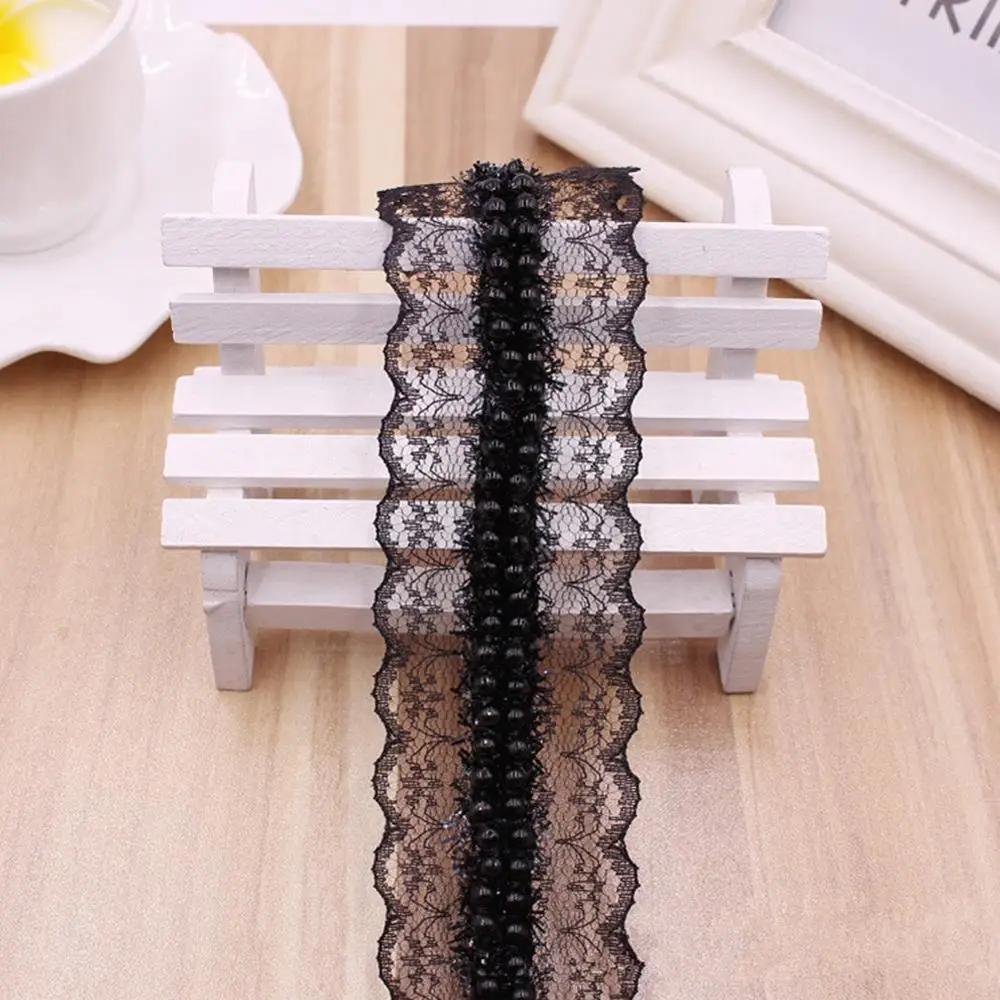 1 ярдов белый/черный вышитый бисером кружевной отделкой Лента кружевная лента
