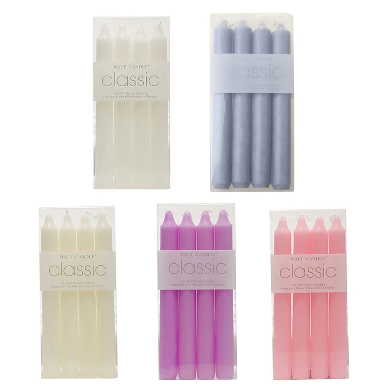 

4 Pcs/Set Taper-Spiral Twisted Smokeless Dinner Table Long Candles Wax Dropshipping