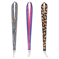 for love heart striped lanyard id badge holder smart mobile phone neck straps with key chain for keys cell phone holder