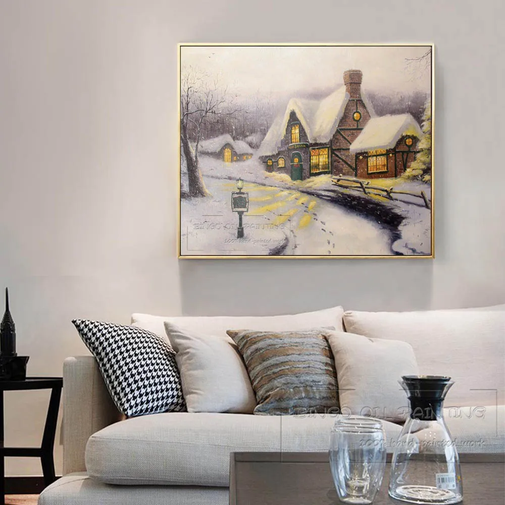 Beste Geschoolde Kunstenaar Handgeschilderde Hoge Kwaliteit Wit Sneeuwen Landschap Olieverf Woonkamer Muur Decor Winter Sneeuwt Olieverf