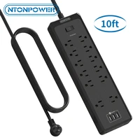 ntonpower multi wall mountable sockets us plug 2100j surge protector with 10ft extension cord for home dorm room essentials