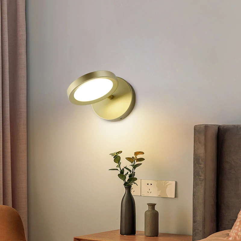 

Modern 6w LED Wall Lights Nordic creative living room background wall lamp minimalist bedroom 360° rotation lampshade wall light