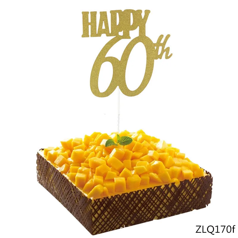 Счастливый 18/20/30/40/50/60 годовщина кекс Топпер Блестящий силуэт торт Свадьба/День