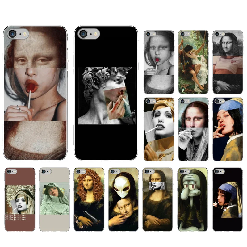 Чехол для телефона Mona Lisa с принтом, мягкий из ТПУ для iphone 11 pro max X XR XS MAX 8 7 6 5 6S 5s PLUS SE MonaLisa gum smoke