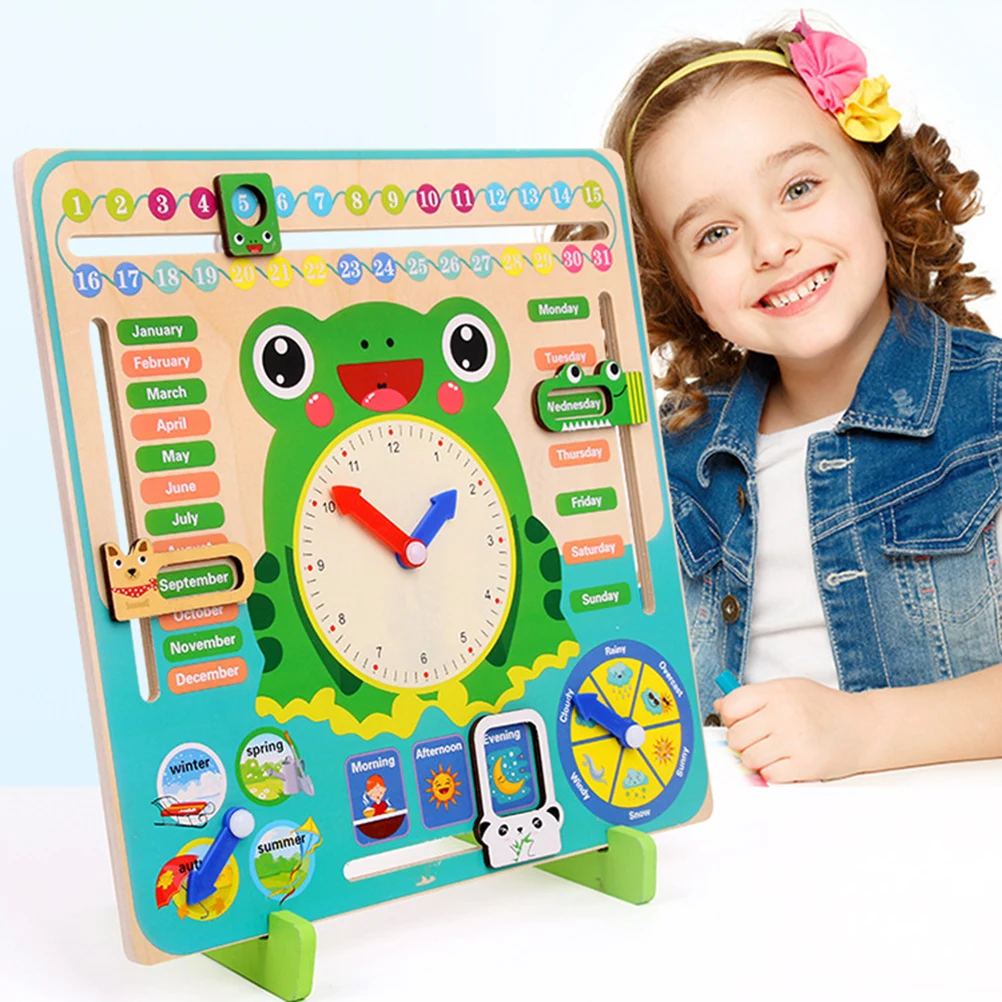 Деревянные детские игрушки для познания подходящая игрушка календарь часы время