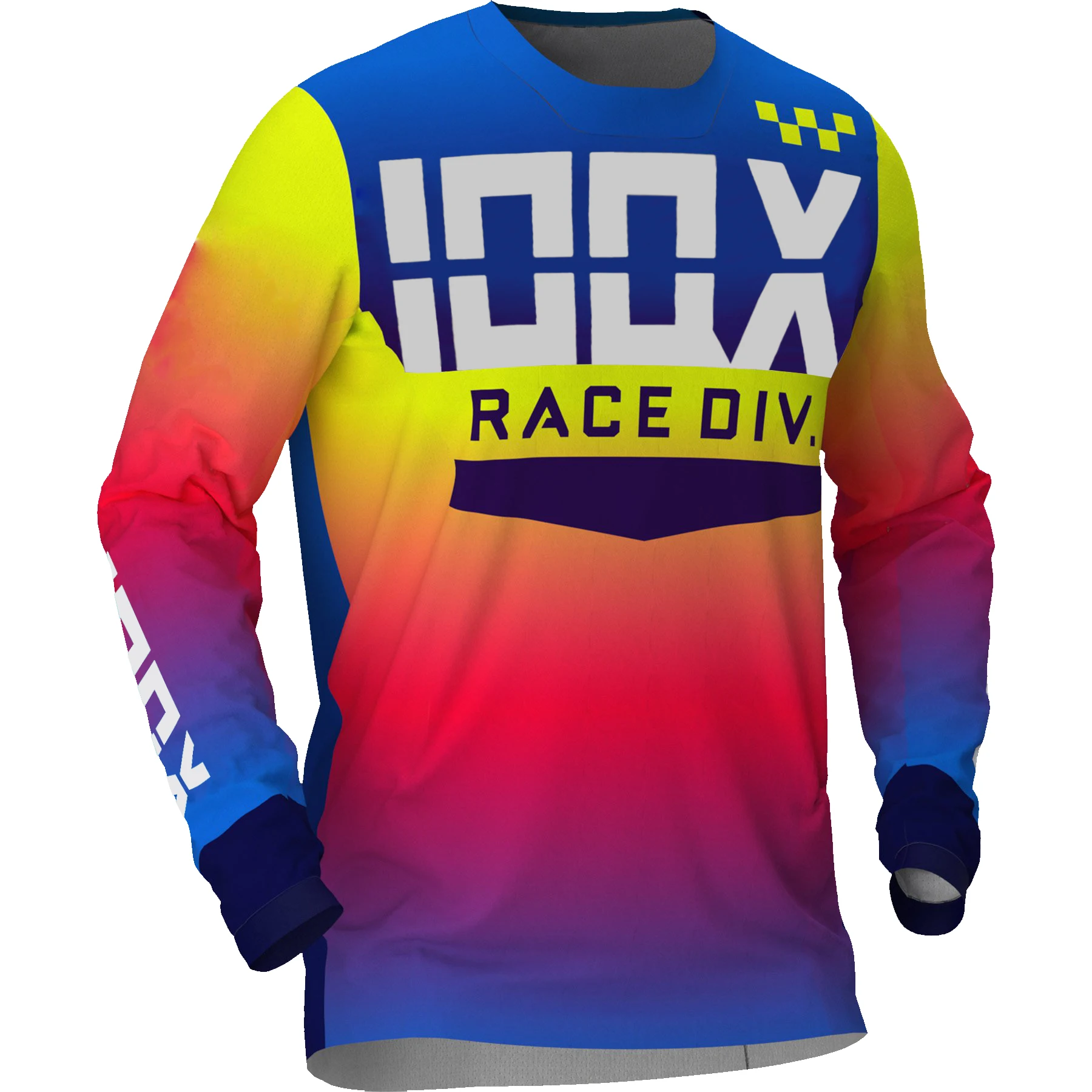 

IOQX Coral/Blue Fade/Hi-vis HELIUM Adult Jerseys Motocross Racing Mx Dirt Bike Off Road Atv MBX Shirt