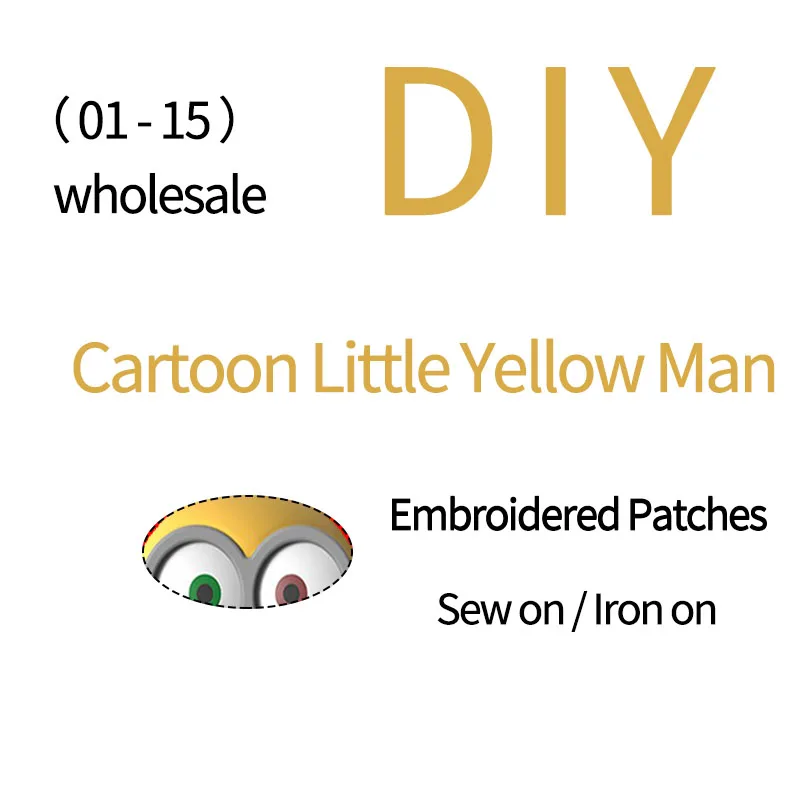 

Cartoon Little Yellow Man Embroidery Iron Patches Big Eyes Character with Glasses Cloth Sticker Diy Clothes Jacket T-shirt Badge