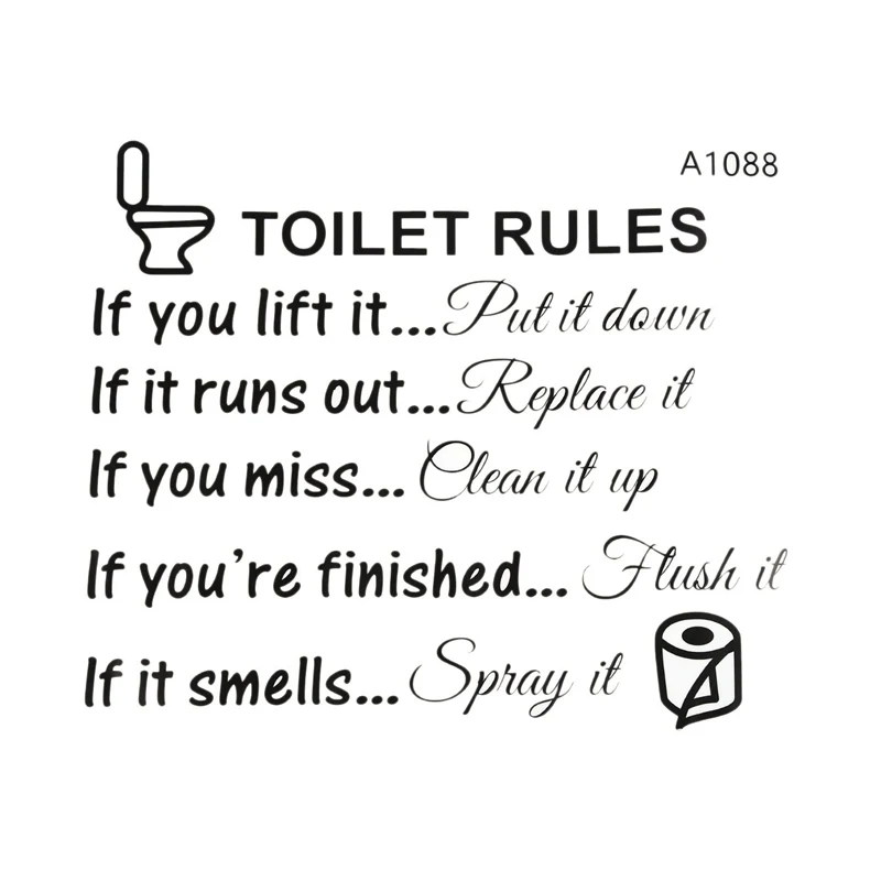 Правила пользования туалетом Ванная комната съемные стенки Стикеры винил Art
