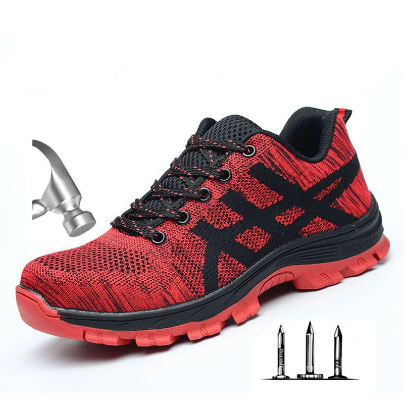 Мужские ботинки со стальным носком защита от ударов проколов Нескользящие для