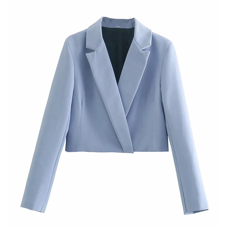 DUOPERI Мода 2021 укороченный пиджак женский с длинным рукавом Повседневный офисный