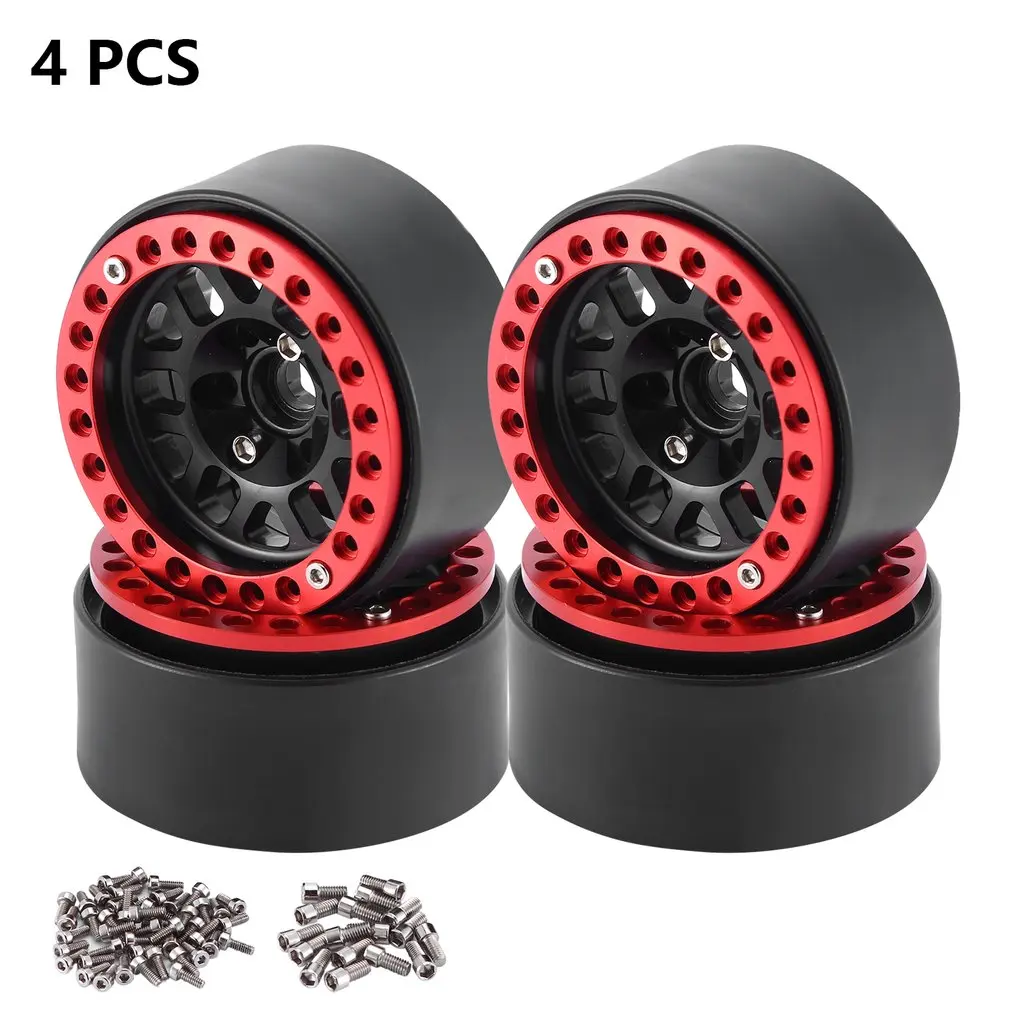 

4PCS Metal 1.9inch Beadlock Rim Wheel Hub Fit 1.9 Tires For Axial 1/10 RC Crawler SCX10 90046 SCX10 RC Car Parts