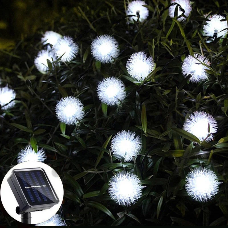 

Solar LED Ball Christmas Fairy String Light Outdoor Waterproof Twinkle Garland Home Garden Wedding New Year's Holiday Decoration