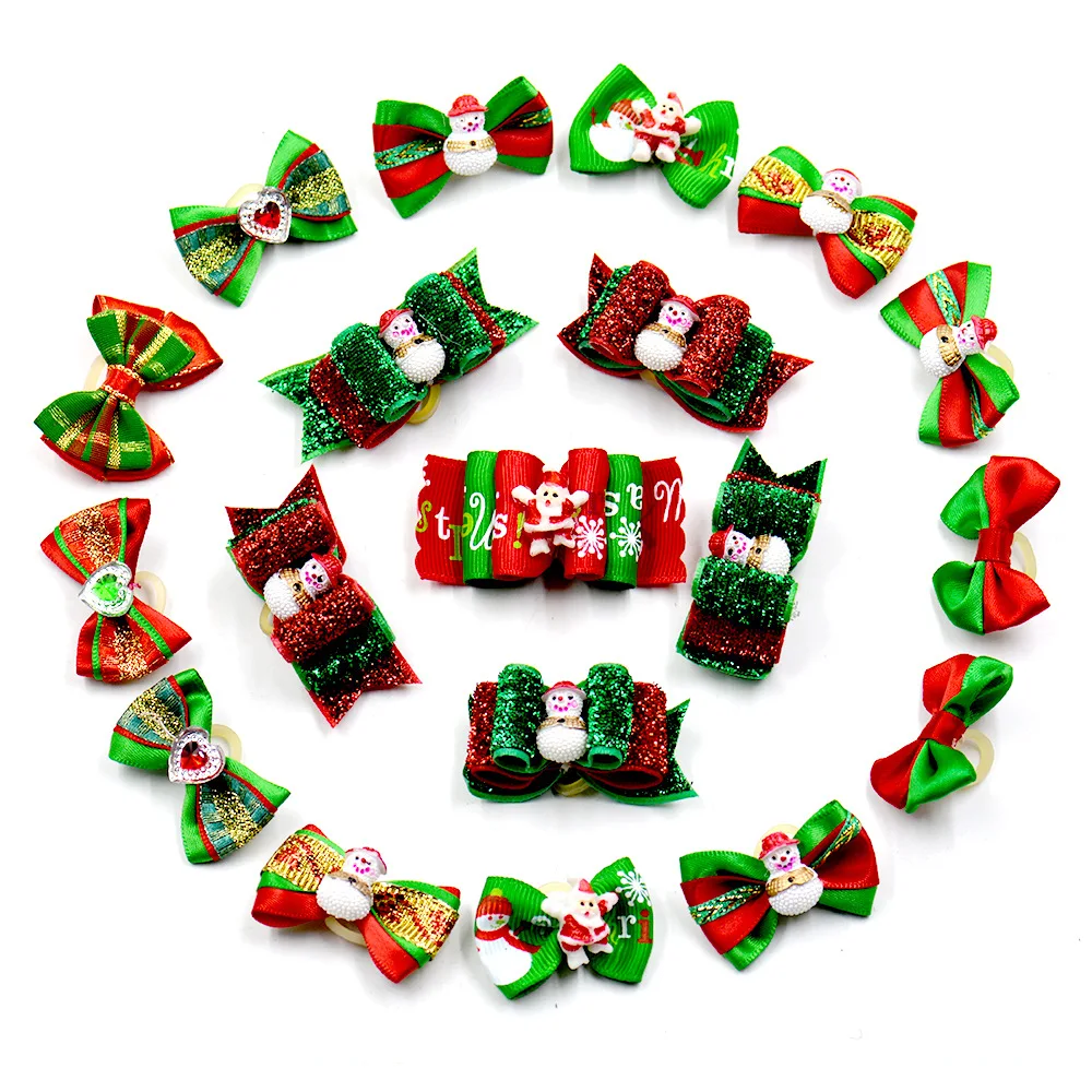 50 шт. рождественские банты для собак ручной работы ленты фестиваль праздник