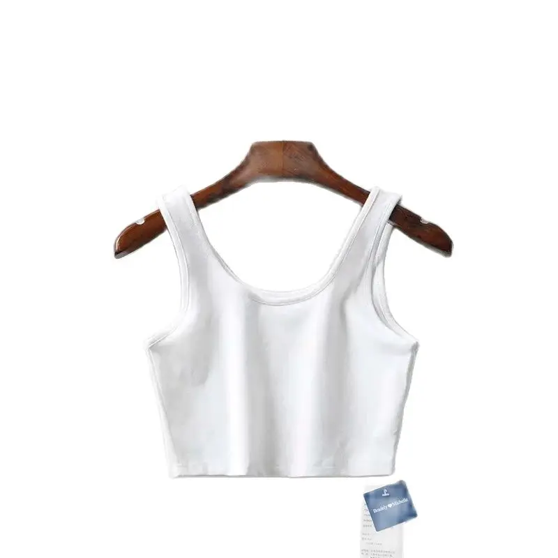 

sexy women summer crop tops sleeveless short cotton u collar knitted bar