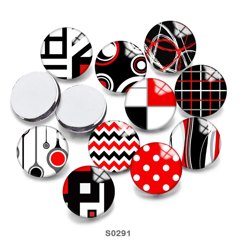 

Red Geometry Mix 12mm//18mm/20mm/25mm Round photo glass cabochon demo flat back Making findings S0291