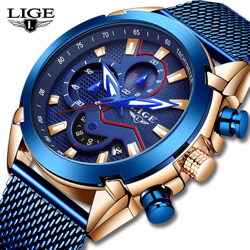 LIGE мужские часы с силиконовым ремешком Топ бренд класса люкс водонепроницаемый