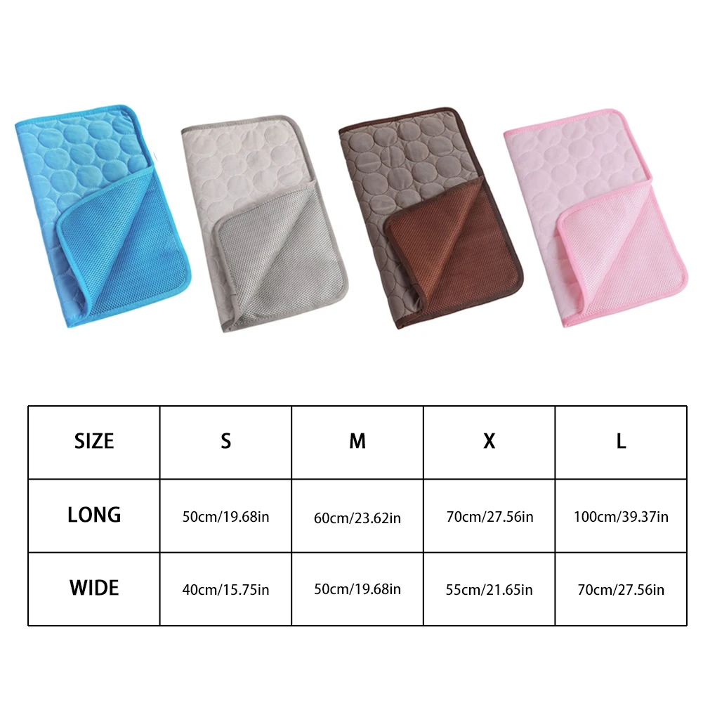 

Pet Cooling Mat Pad Summer Dog Beds Mats Blue Pet Ice Pad Cool Cold Silk Moisture-Proof Cooler LINK Small Medium Large Dogs