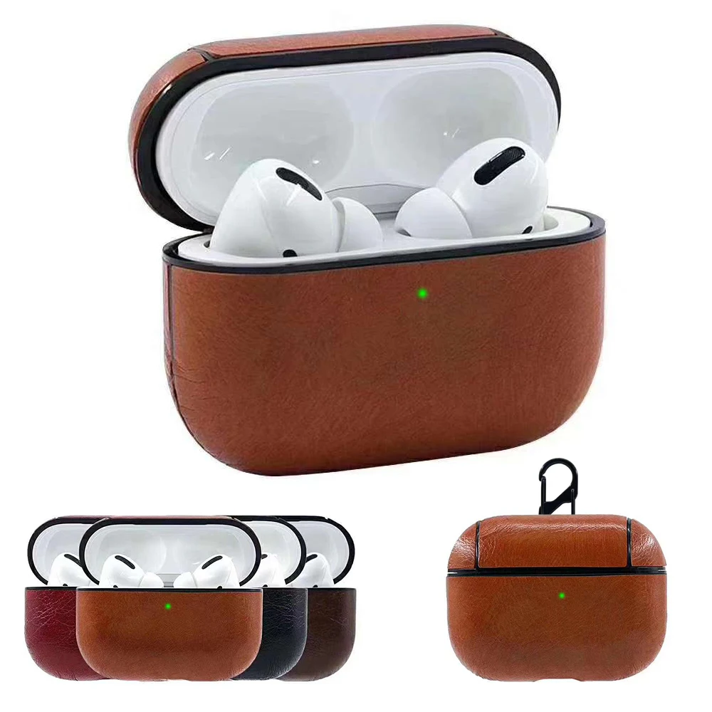 Для Apple Airpods Pro Кожаный ремешок с кнопками чехол для наушников Защитный airpods 3