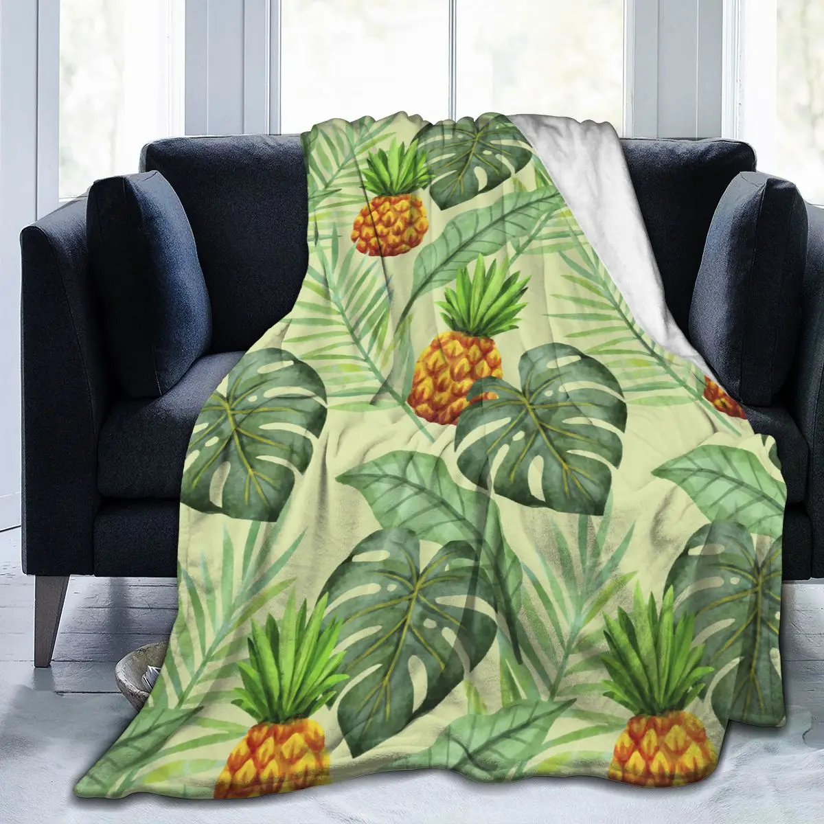 

Soft Warm Flannel Blanket Summer Tropical Leaves Travel Portable Winter Throw Thin Bed Sofa Blanket