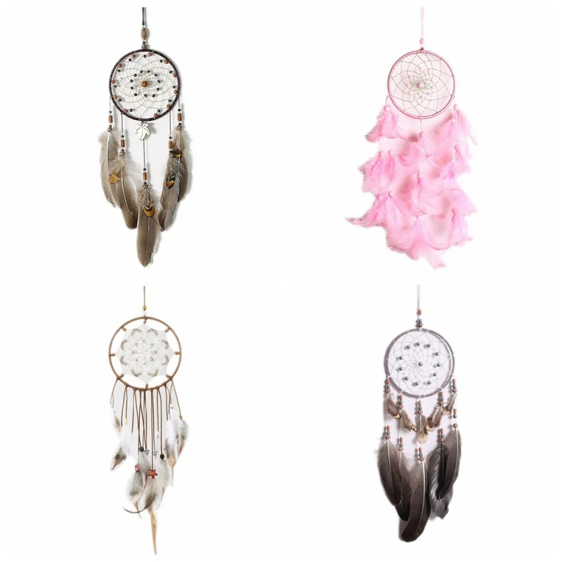 

1PC Creative Retro Hollow Wind Chimes Dream Catcher Handmade Tree Of Life With Feathers Wall Hanging Home Decor