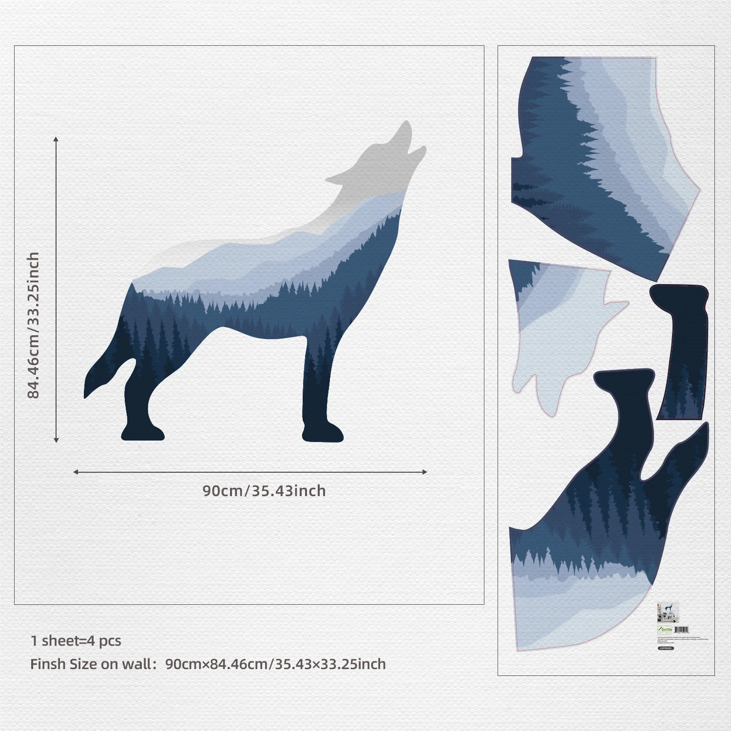 Creative Wolf Silhouette Mountain Landscape Decoration Wall Sticker Range Kids Bedroom Living Room Nordic Fabric Wallpaper Mural