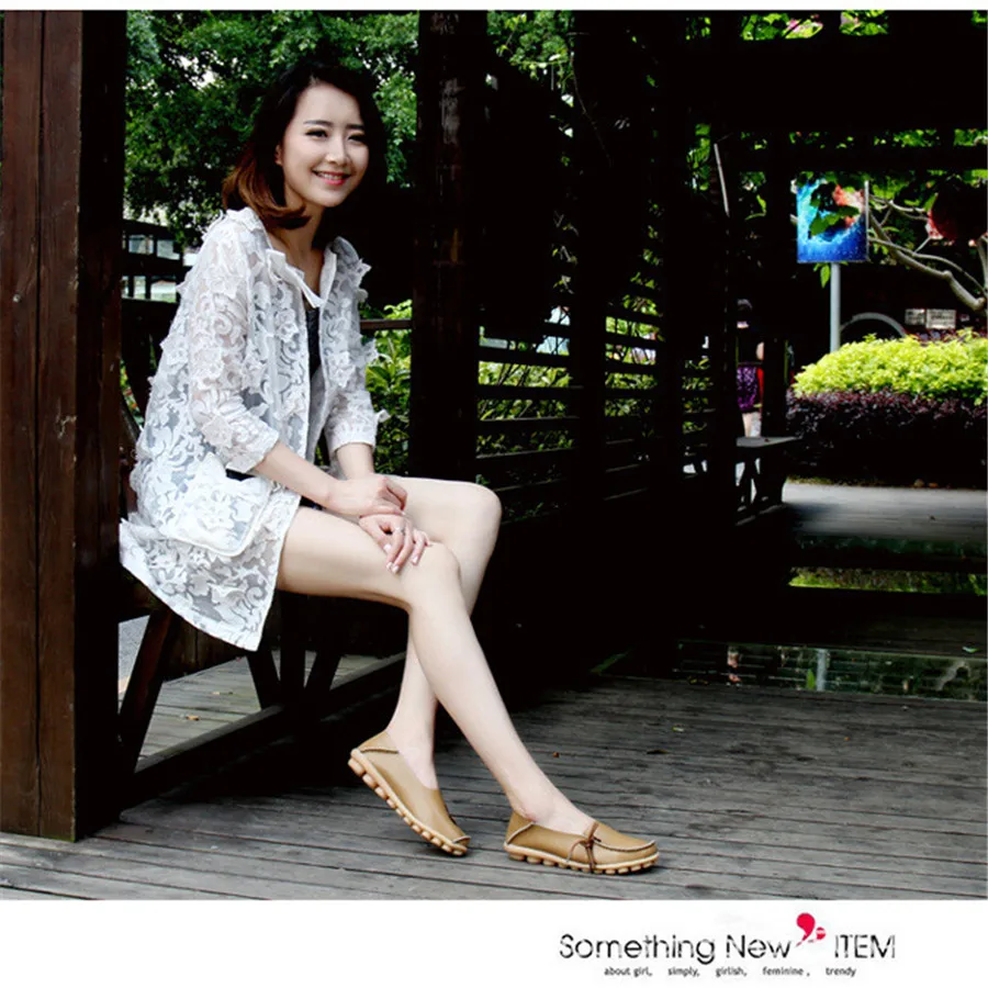 2017 casual leather breathable round head mother shoes anti-skid beef tendon bottom shallow mouth nurse | Обувь