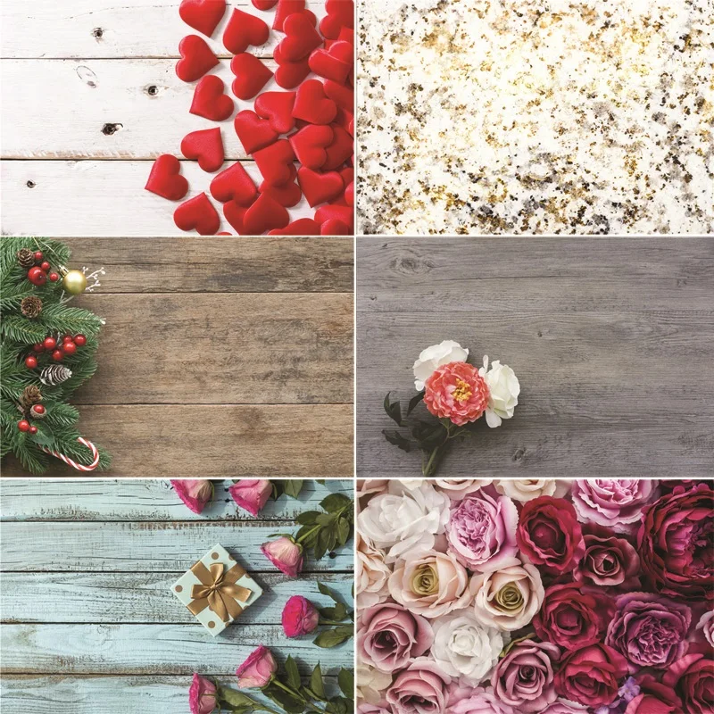 

SHUOZHIKE Vinyl Custom Photography Backdrops flower Wooden Planks Photography Background LM191216-01