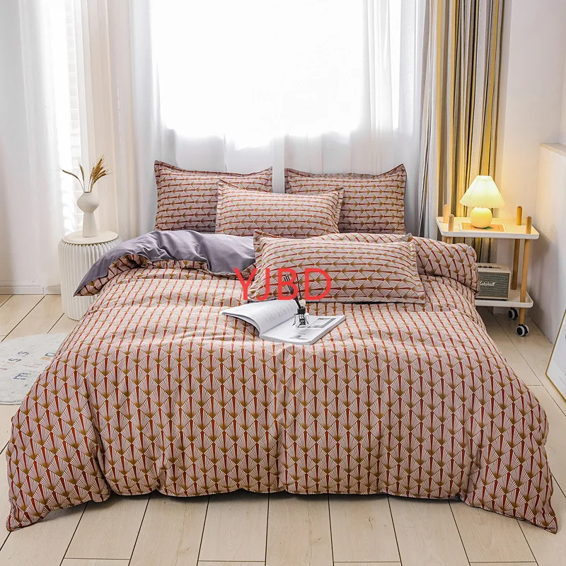 

Набор постельного белья YJBD из алоэ вера, комплект из 4 простыней с мультяшным рисунком, для студенческого общежития, Королевский размер