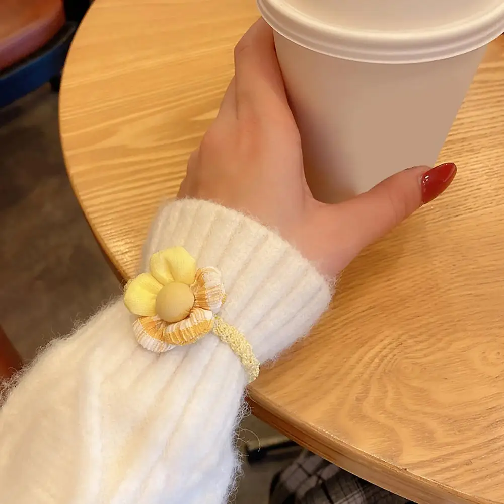 

Beautiful Hair Ties Attractive Flower Design Solid Color Decorative Elastic Women Hair Rope for Daily Wearing