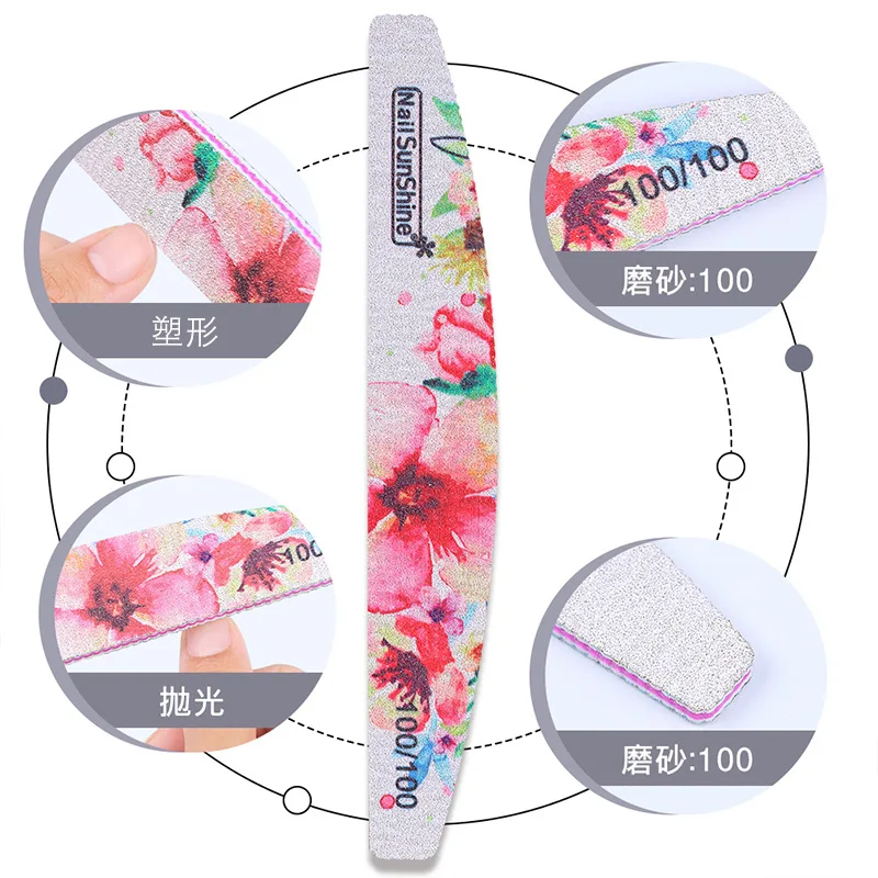 25 шт. наждачная бумага Nailsunshine для печати на полмесяца пилка ногтей шлифовка