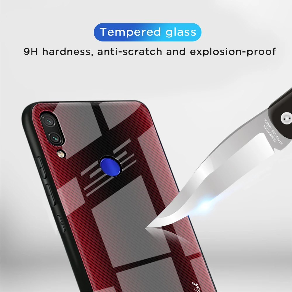 Для Xiaomi Redmi Note 7 Чехол чехол из закаленного стекла для телефона для Xiaomi Redmi Note 5 6 7 Pro 7A K20 Pro градиентные полосы задняя крышка