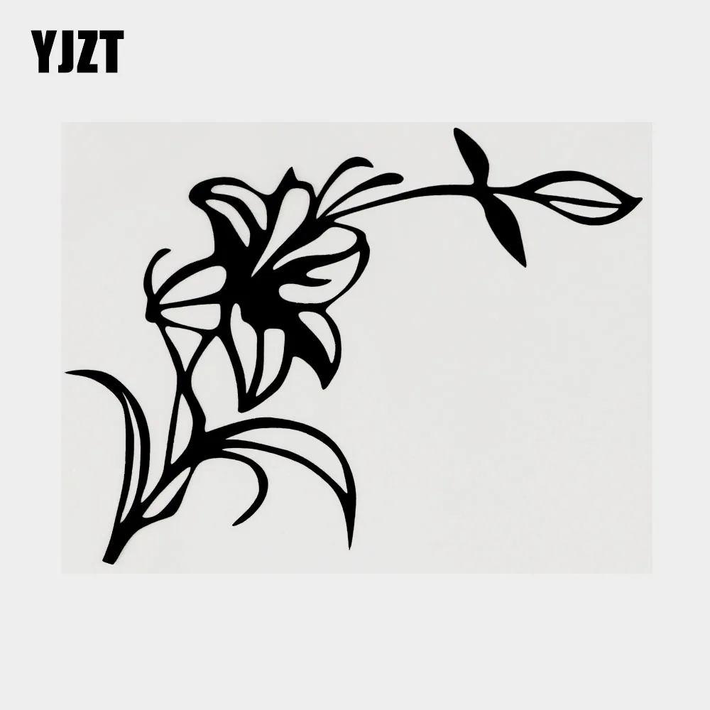YJZT, 15 см × 11,3 СМ, красивая Виниловая наклейка с растениями и цветами, Черная/Серебристая Наклейка для автомобиля 18B-0098