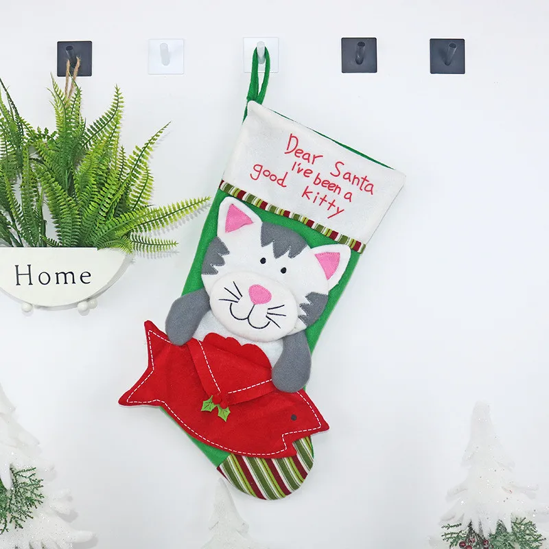 2020 New Cute Cat Dog Envelope Socks Christmas Stockings Year Candy Bag Gift Bags Kids Decorations | Дом и сад